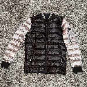 BCBG women’s small pink / brown puffer NWOT